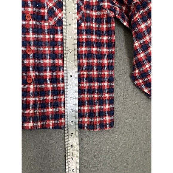 Vintage Shirt Girls Medium Red Blue Button Up Flannel Dead Stock 90s‎ 955 Kids - Picture 15 of 16